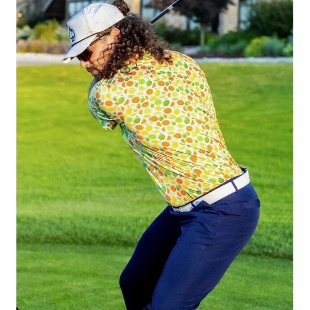 Pins & Aces Summer Lemons Polo Golf Top ( XL )